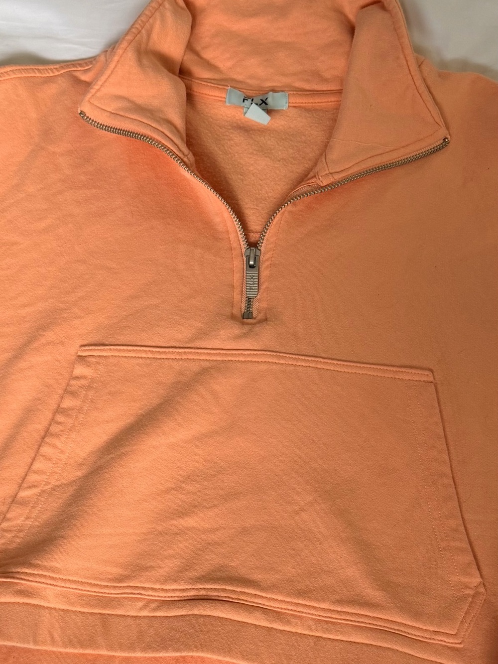 FLX Peach Coral Quarter Zip Fleece Pullover Cropped Sweatshirt XS Athleisure